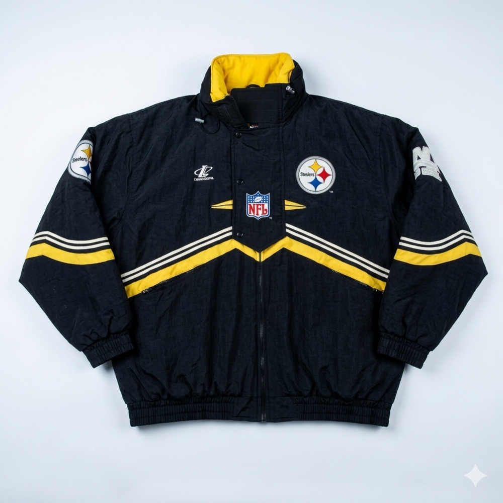 Vintage 90s NFL Pro Line Logo Athletic Pittsburgh Steelers Heavy Winter Jacket 2